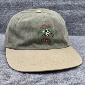 Vintage Mickey Mouse Hat Cap Strap Back Mens Large Green Khaki Golf Club USA 90s